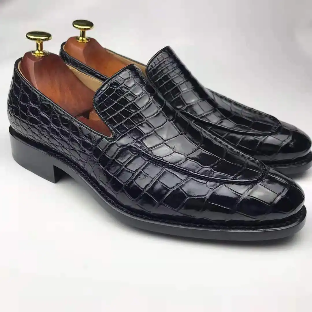 Gran oferta 2024, zapatos de vestir para hombre, zapatos mocasines de cuero genuino de cocodrilo de alta calidad para hombre, zapatos de vestir de piel de cocodrilo para hombre