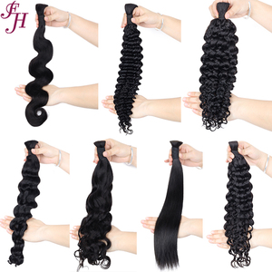 FH islak ve dalgalı derin dalga İnsan örgü saç toplu hiçbir atkı 100% işlenmemiş hint kıvırcık Remy toplu saç uzatma örgü için - Product Image 5