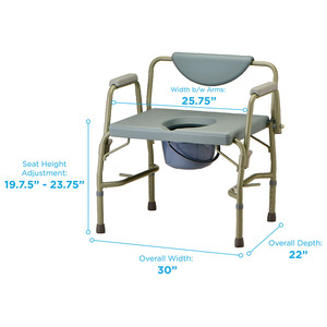 Adjustable Heavy Duty <strong>Commode</strong> Chair with Drop-Arm &amp; Extra Wide Seat Bathroom Toilet <strong>Commode</strong> - Product Image 6