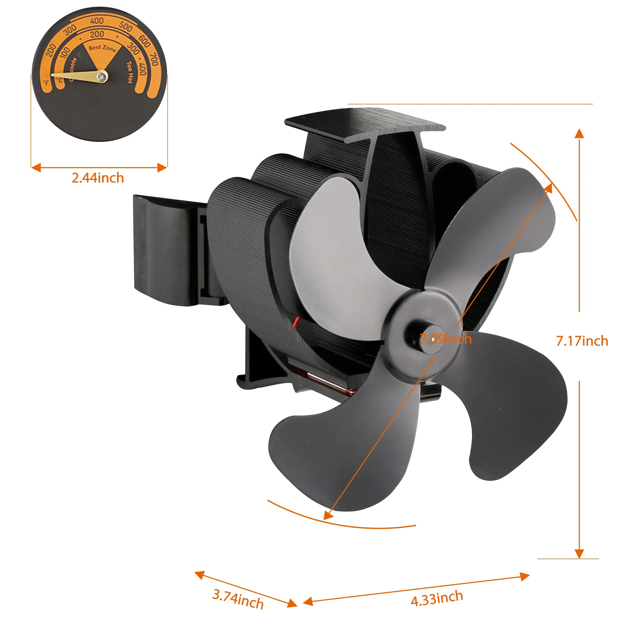 2023 Nordic Germany Upgrade Best Seller 4 aspas ventiladores de estufa de tubo de combustible magnético para estufa de leña/madera/pellets