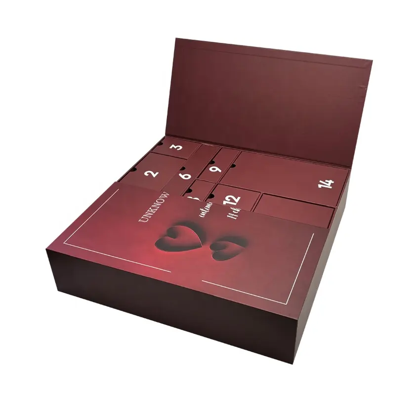 kundenspezifische geschenkbox farbig bedruckte beschichtete papierverpackung 12 kleine schubladenbox adventskalender geschenkbox