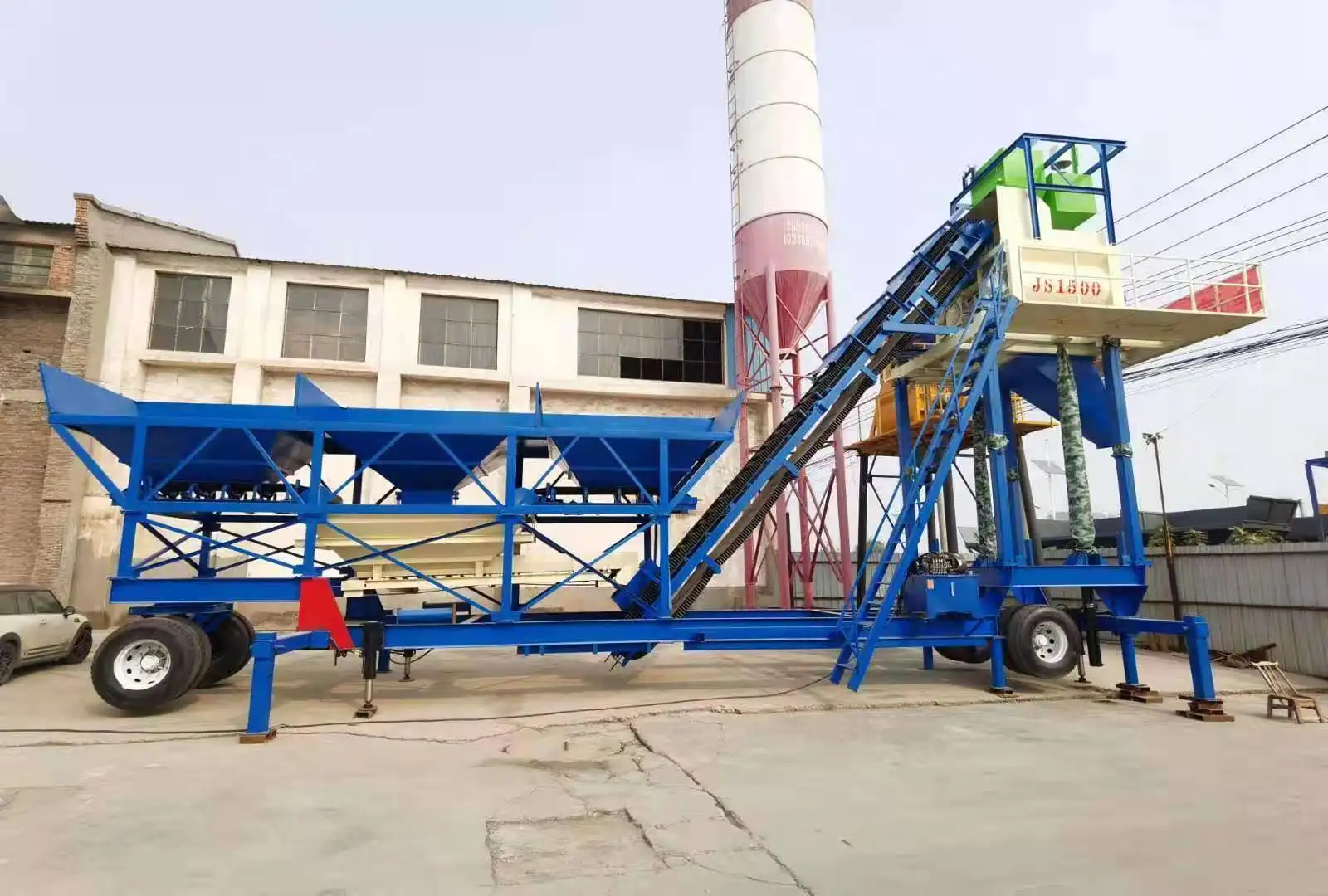 Planta mezcladora de hormigón portátil, línea de producción estacionaria de proveedor de China, planta mezcladora de hormigón móvil seco listo para mezclar