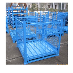 Contenitori per griglia di stoccaggio impilabili pieghevoli in filo metallico resistente esteticamente gradevoli scatole OEM durevoli imballate per Pallet - Product Image 1