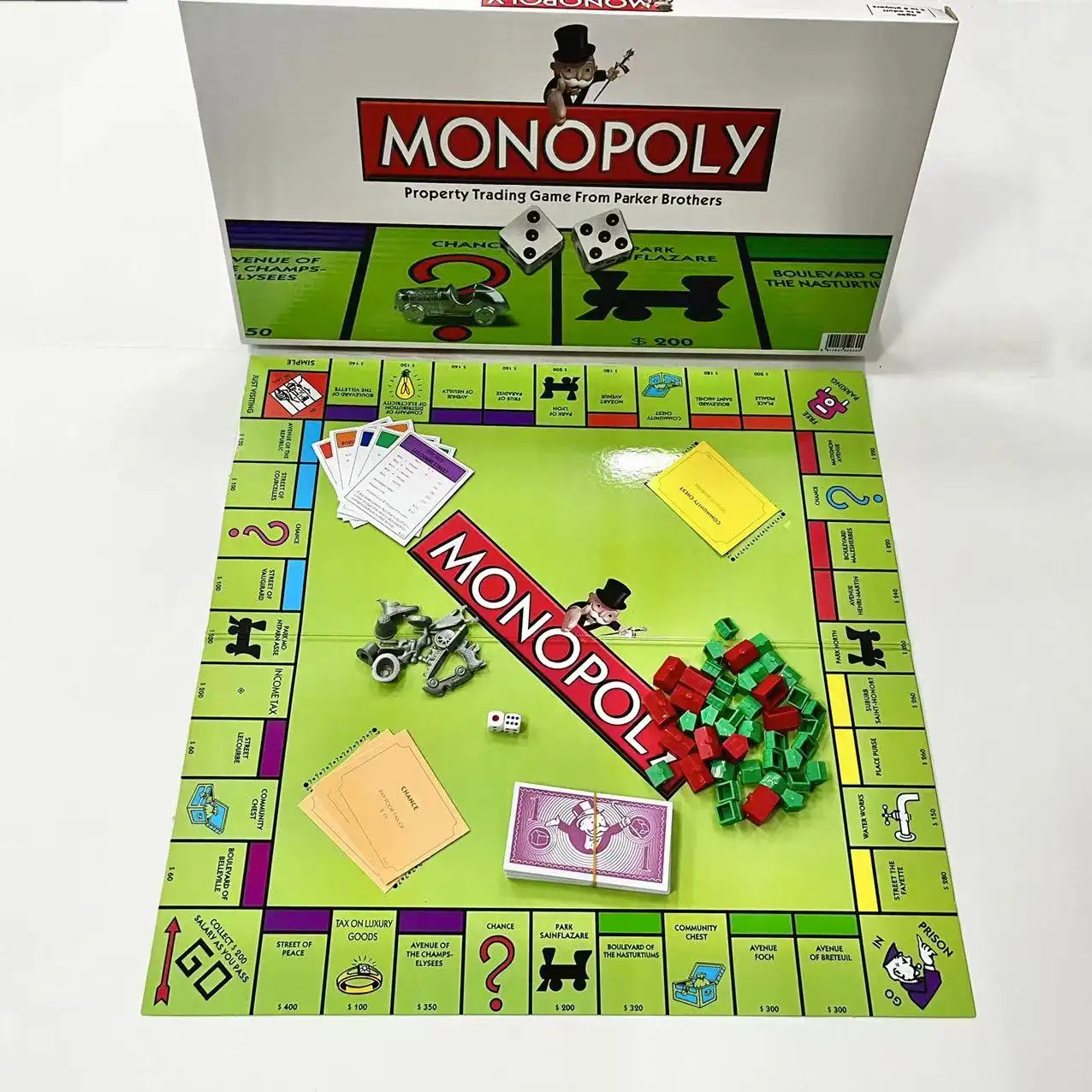 Permainan papan Monopoli kustom dengan Token miniatur plastik produk pemasok menyenangkan