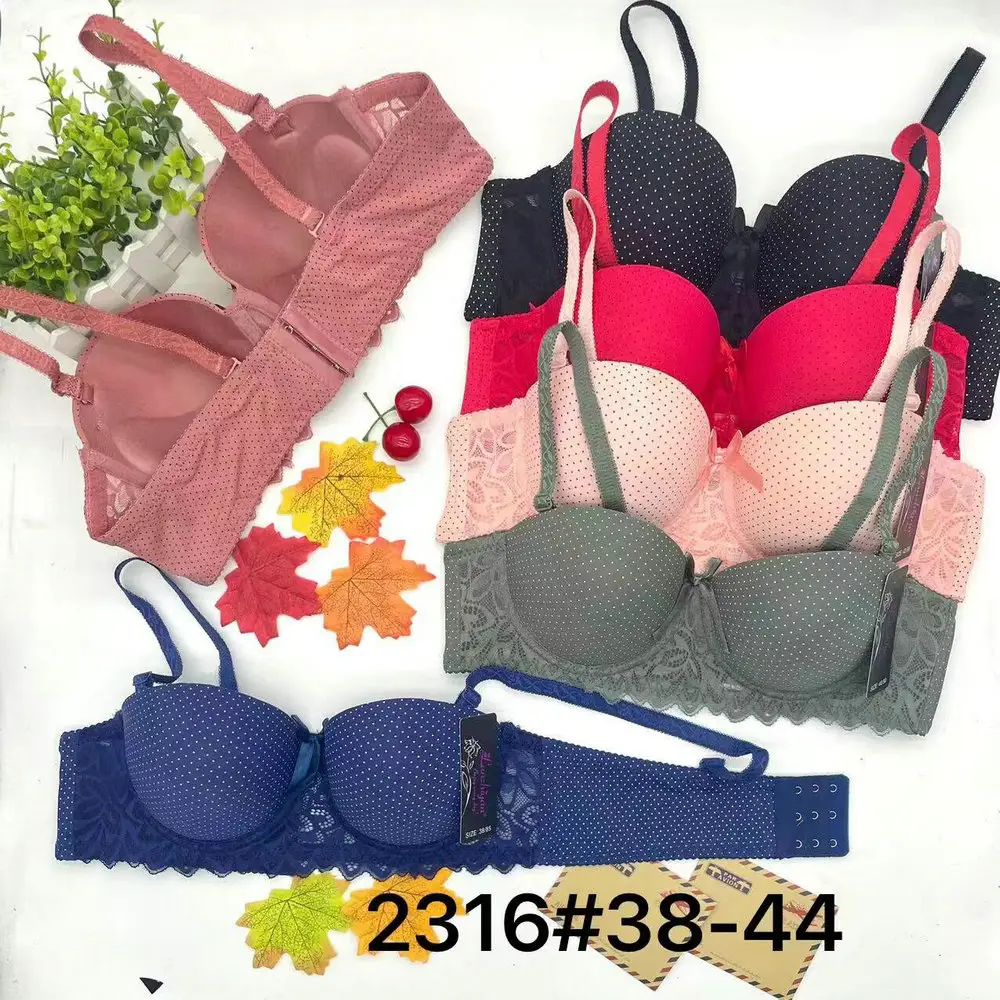 1.3 Dollar Model FXC031 Size 38-44 Bras Stock Wholesale Hot Sale Padded Full Cup push up adhesive bra With Random Prints