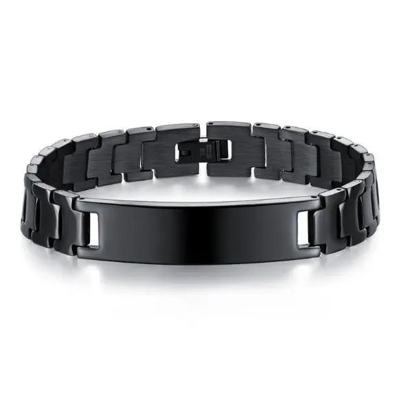 Pulseira masculina, joias de aço inoxidável, pulseira, preta, homens, corrente de mão, imperdível