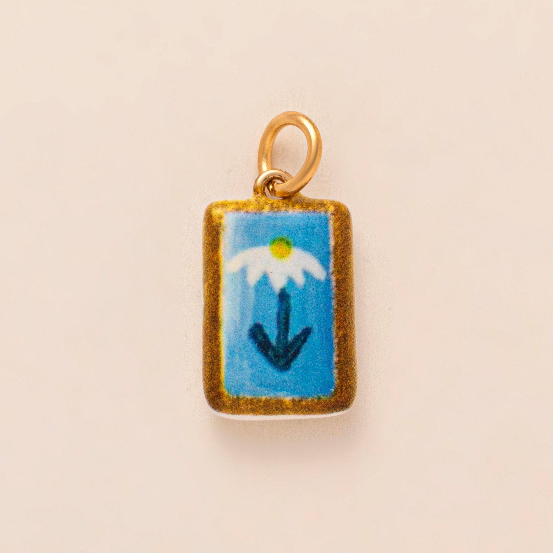 Square blue flower pendant