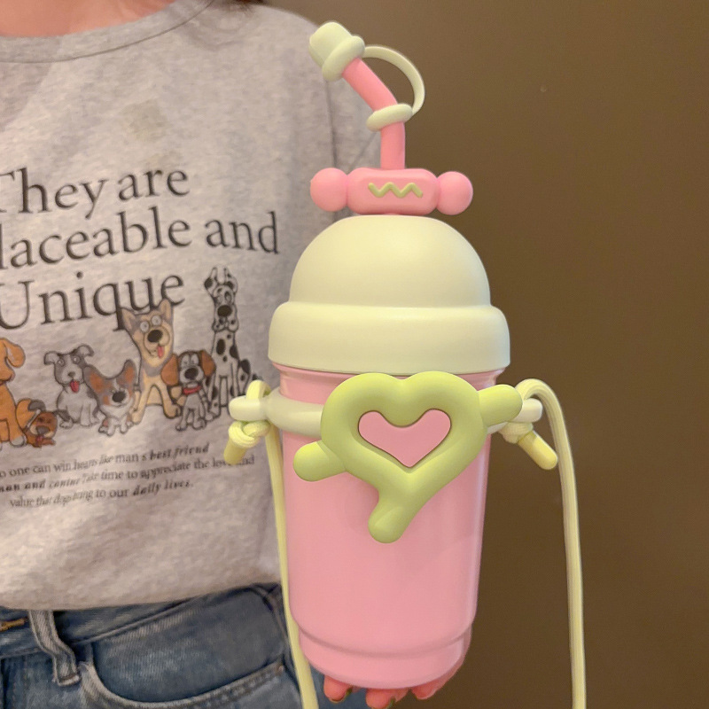 Seaygift 700ml <strong>love</strong> Heart Design Double Wall Stainless Steel Vacuum Coffee Tumbler <strong>Cup</strong> Girls Thermal Insulation Water Bottle - Product Image 6