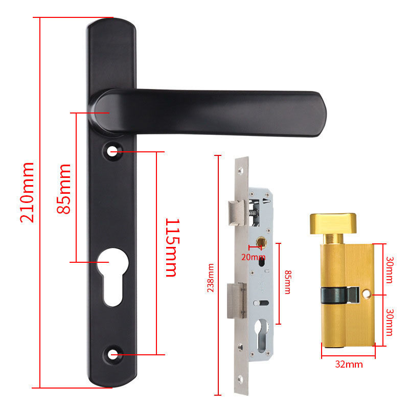 Serrure monopoint noire 8520, cylindre de serrure 60