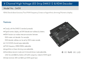 S4-DX 4 Channel High Voltage <strong>LED</strong> Strip DMX512 &amp; RDM Decoder <strong>DMX</strong> 512 <strong>Controller</strong> PWM Digital Numeric <strong>Display</strong> - Product Image 3