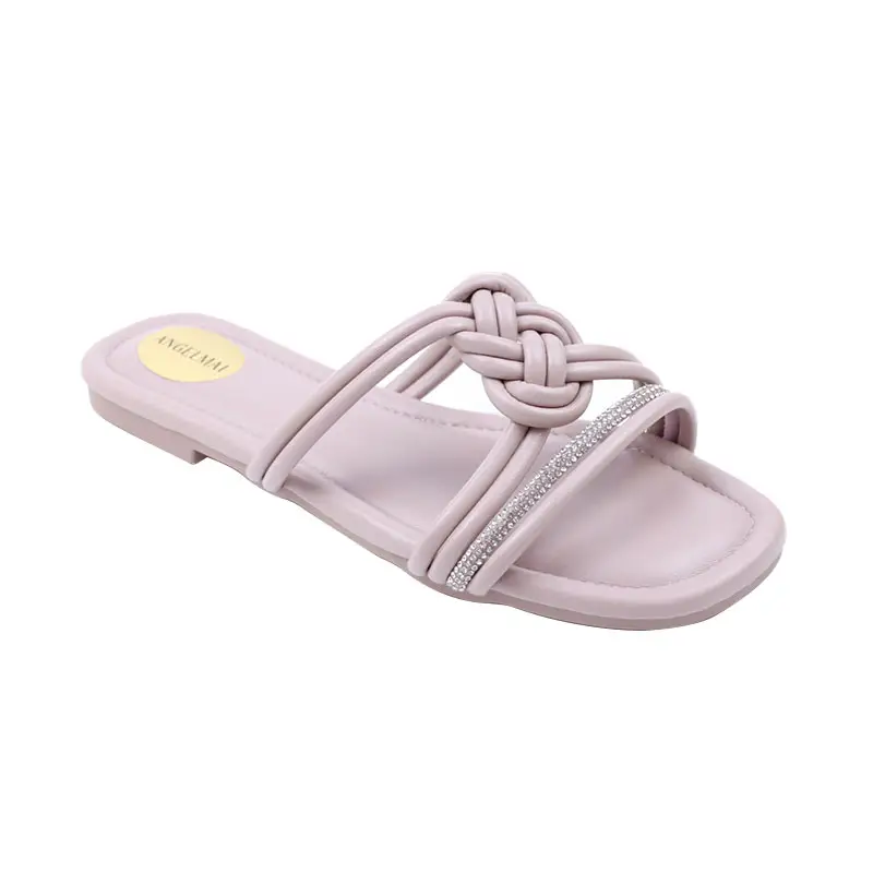 Ultimi sandali da donna design morbido 2022 lusso diamante catena Glitter pantofole da spiaggia da sposa sandali piatti con strass intrecciati donna