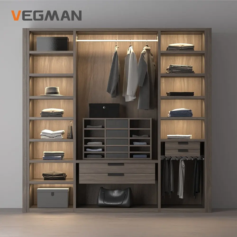 Moderno design in legno vestiti armadio armadio camera da letto mobili armadio con accessori