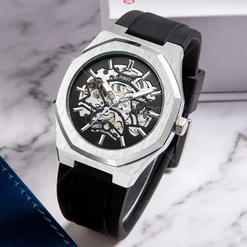 Venta al por mayor personalizado Montres De Marques Pas Cher Diseña tus propios relojes mecánicos automáticos de lujo baratos Pulsera para hombres esqueleto