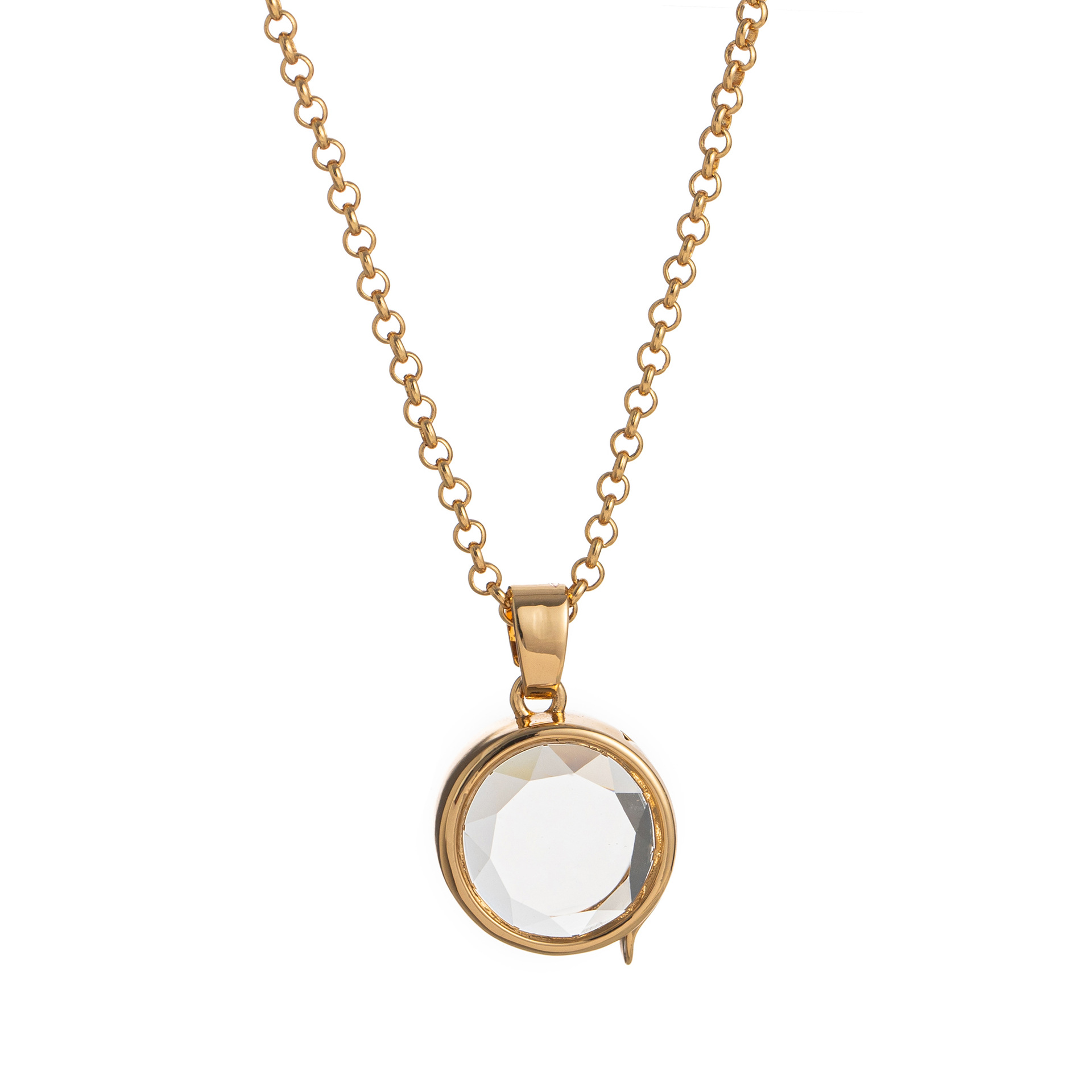 Collier boîte ronde en verre