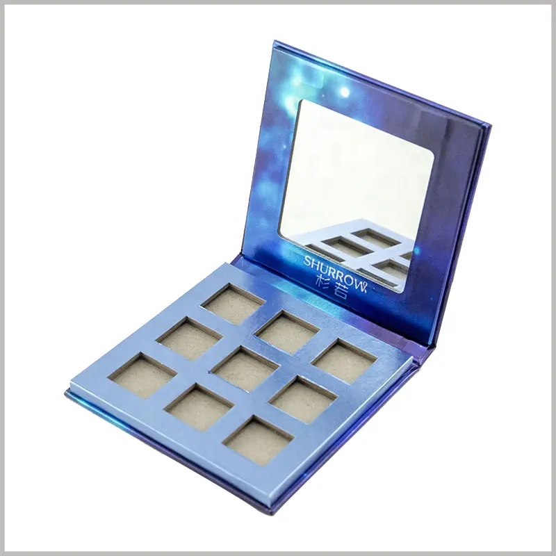 Eco Friendly Squad Blue Eye Shadow Box Blush Cosmetics Mascara Press Nail Eye Cream Sartenes Caja de embalaje de papel para pestañas con ventana