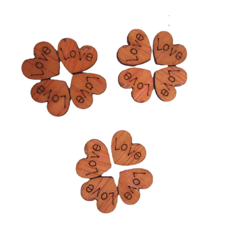 HY love retro bottoni bambini patch puzzle legno senza fori cuore adesivi pulsante 100 - pack