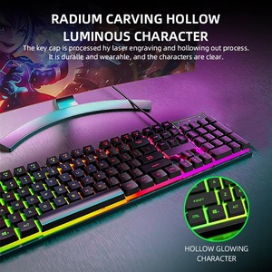 Juego de teclado y ratón para juegos duradero y económico con retroiluminación LED para uso en computadoras portátiles de escritorio, anticaída y multifuncional - Product Image 2