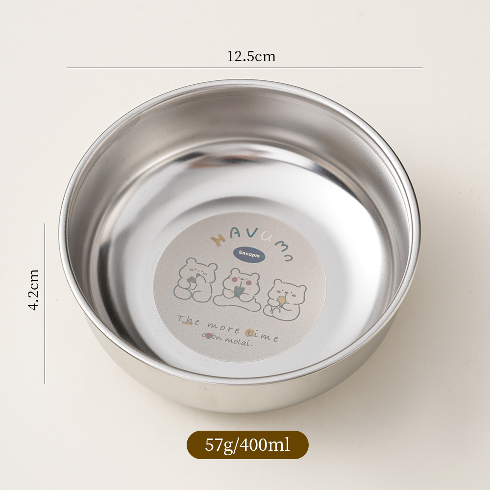 Silver 304 childrens bowl-color excitation bear