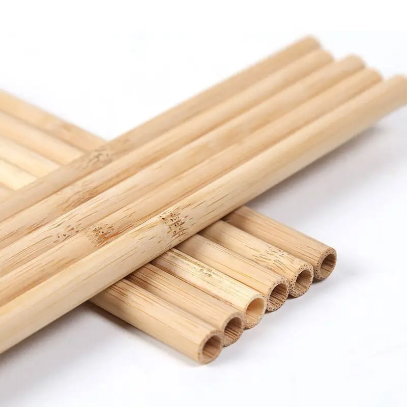 再利用可能な天然竹ストローサプライヤープラスチックなし厚い竹木製ストロープラスチックフリーのストロー