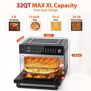 30L Dual Cook Air Fryer Ofen mit großer Kapazität Digitale Timer-Steuerung 18 vor eingestellte Funktionen Elektrisch ölfrei für den Hausgebrauch - Product Image 5