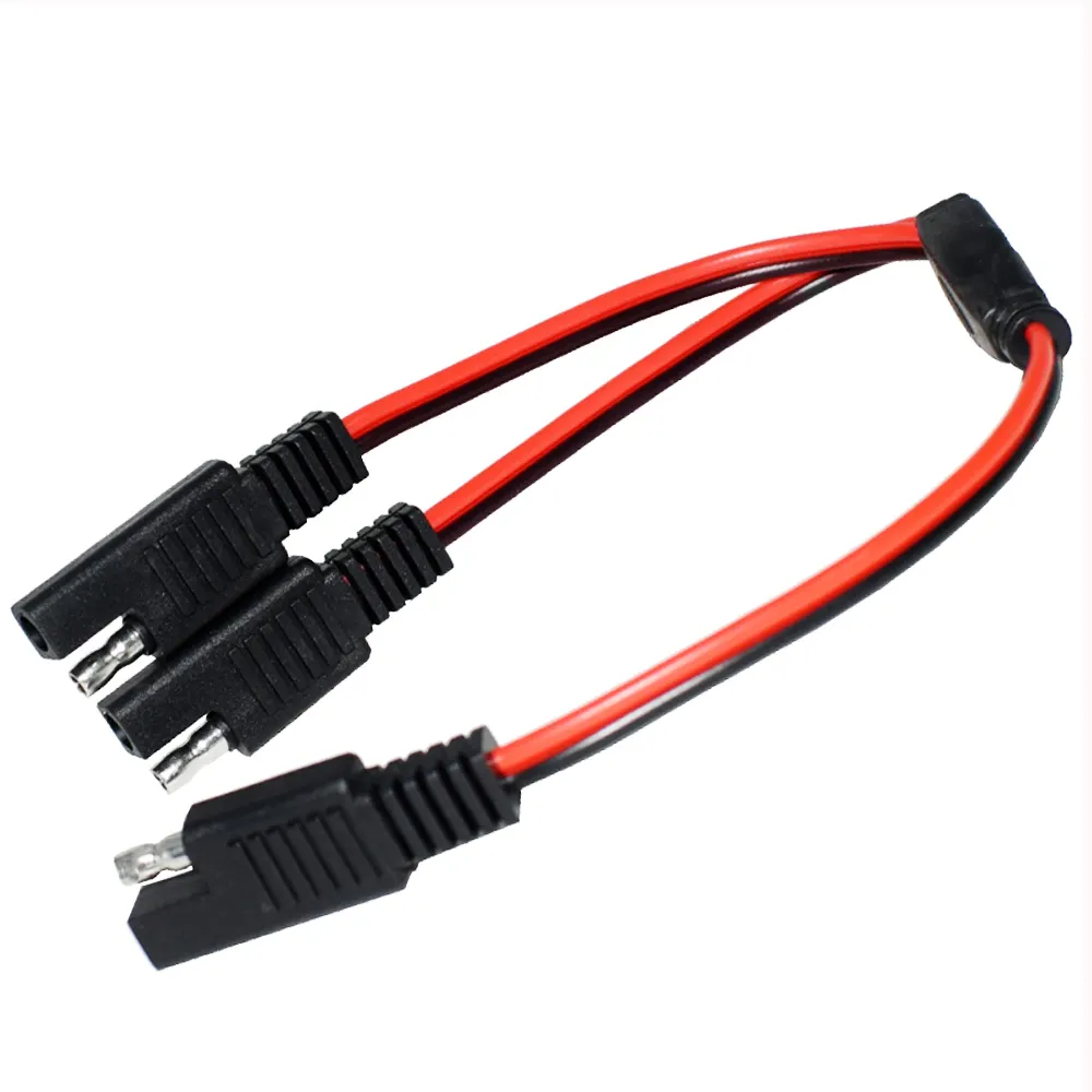 SAE Connector Solar Panel Cable Y Splitter Adapter 1 to 2 SAE Extension Cable for Solar Battery Connection and Transfer 18AWG