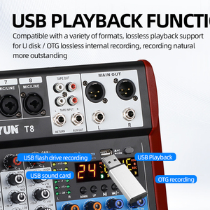 8チャンネルオーディオミキサーデュアル24 DSP Effector LCDディスプレイMP3レコーディング8マイク2ステレオ入力工場出荷価格 - Product Image 3