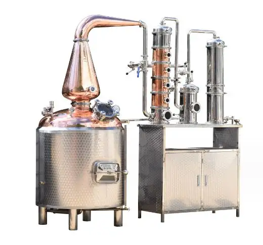 Destilador de alcohol de cobre, máquina de destilación con vapor de rosa, para whisky, aceite esencial