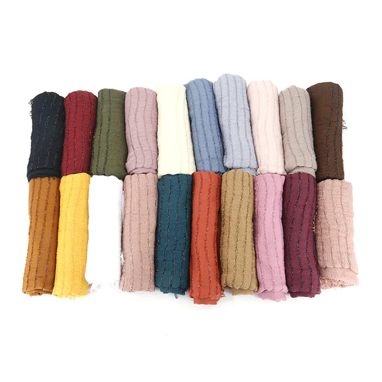 Bufandas de algodón suave con arrugas para mujer, chales lisos y suaves, Pashmina grande, Hijab musulmán, Popular, Verano