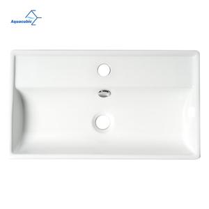 Aquacubic Rectangular Bathroom Vessel Porcelain Ceramic Abovecounter Bathroom <strong>Sink</strong> <strong>with</strong> <strong>Overflow</strong> - Product Image 4
