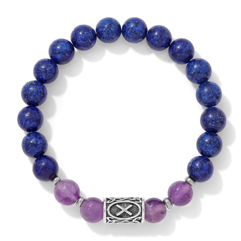 Pulsera vikinga de lapislázuli y amatista natural