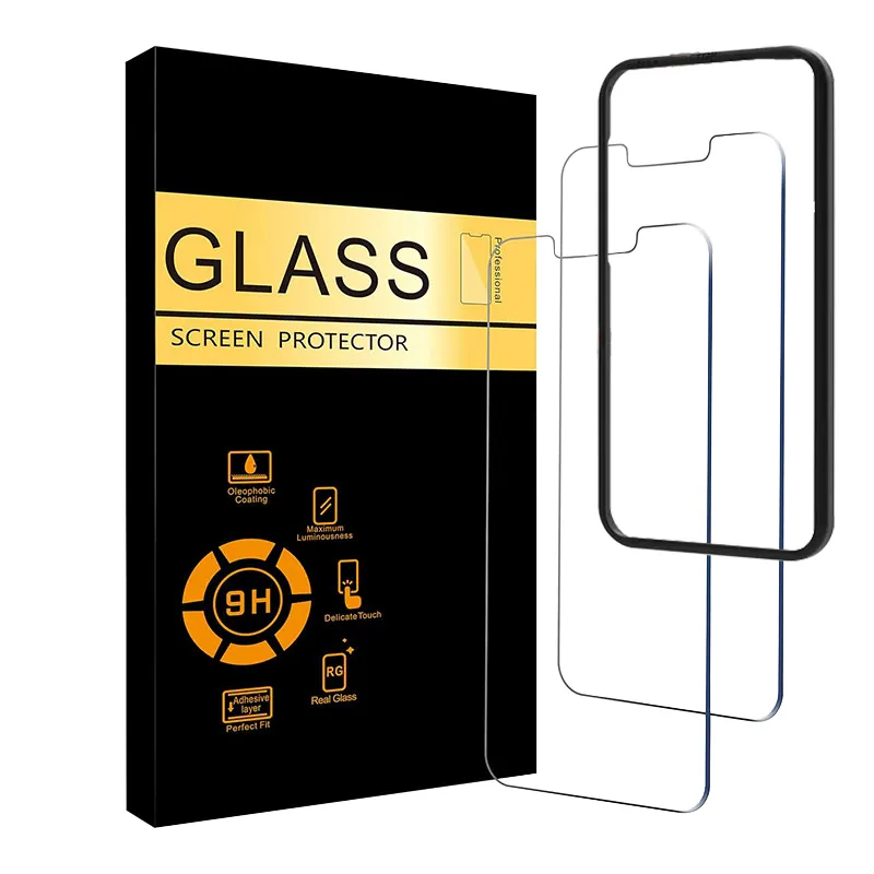 2 & 3パック携帯電話強化ガラススクリーンプロテクターforiPhone 13 14 15 Plus Pro Max with Esayインストールキット