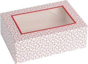 <strong>Red</strong> Colored Versatile Bakery <strong>Boxes</strong> with Window and Six Sections Perfect for Sharing Snacks and Cookies
