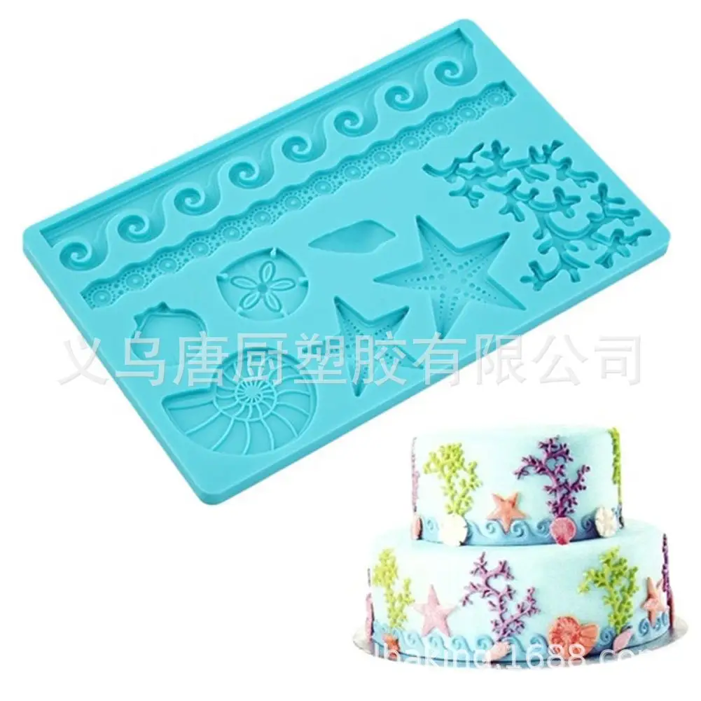 Stampo in Silicone goffrato oceano Cupcake stampi per fondente pasticceria stampo per cioccolato decorazione per torta fai da te strumenti di cottura