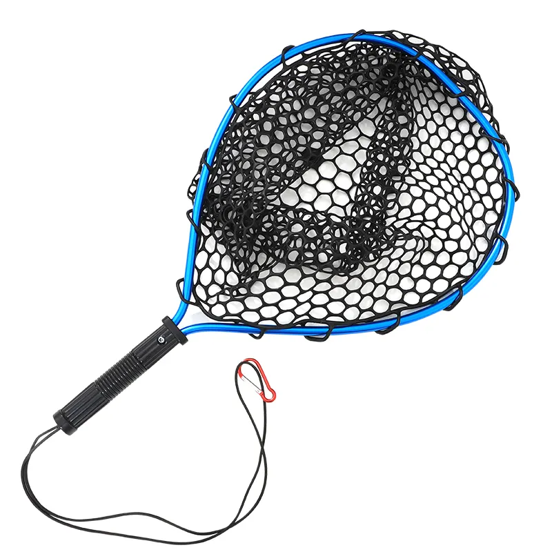 TAIGEK Pesca Sport Landing Net mono lunghezza 1'7 "di Alta classe ABS Manico in plastica dura e Gomma di Compensazione della maglia di sport guadino