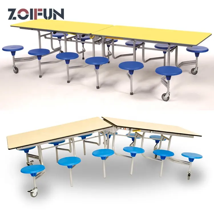 Ensemble de Table et chaise pliante en plastique, 12 places, pour le jardin, la cafétéria, la salle à manger, l'école, la cantine, la Table et la chaise