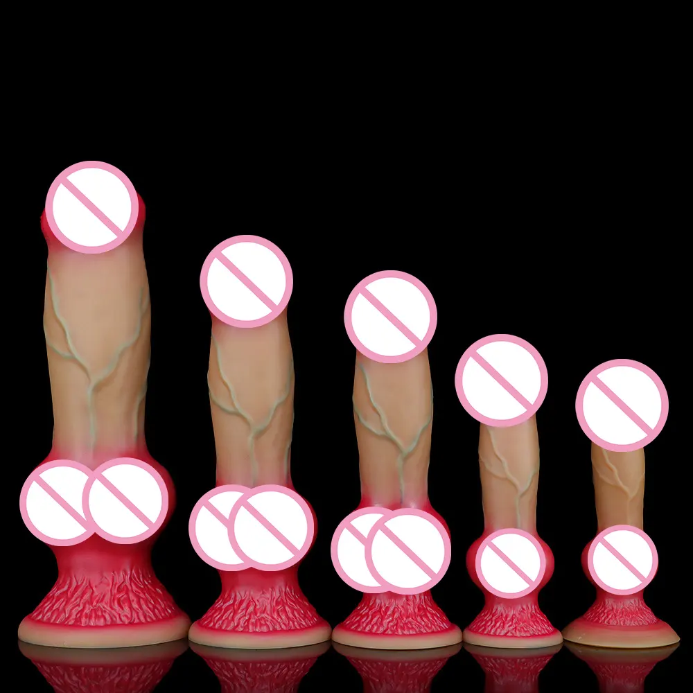 Ténèbres Chien Gode En Gros Liquide Silicone Maquillage Animal Réaliste Gode Pénis Sex Toys pour Femmes Masturbation