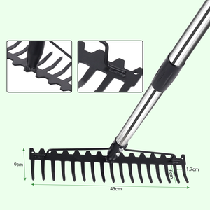 可伸展的花园长柄耙，带坚固的不锈钢齿和组装DIY工具，可定制 - Product Image 6