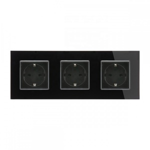 Smartdust ab standart büyük Panel 3 yollu 16A üçlü duvar soket kristal cam Panel çıkışları schuko - Product Image 1