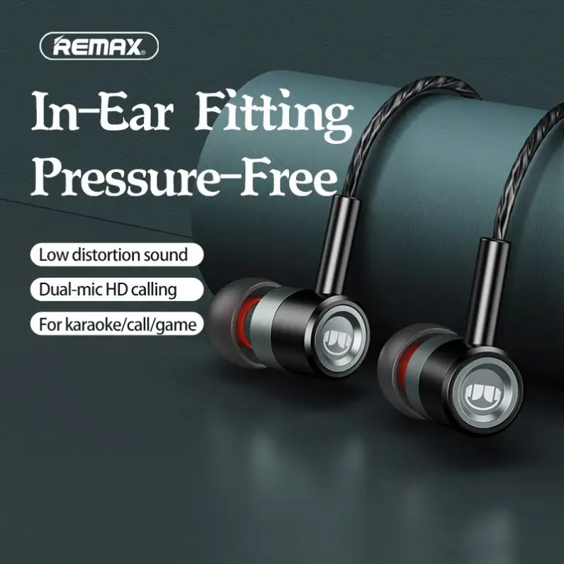 ريماكس OEM/ODM RM-598 سماعات باس تخفيض الضوضاء سماعة موسيقى 3.5 مللي متر السلكية معدنية الأذن