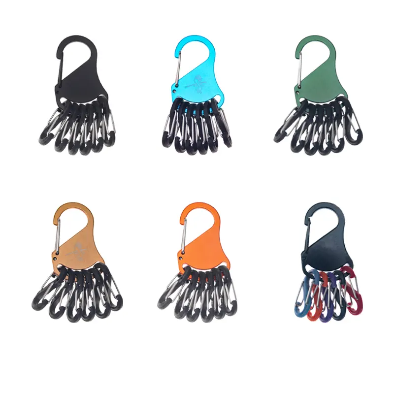 6-in-1 Mini Carabiner Aluminum Alloy Quick Hook for Camping Designed for Quick Storage Supports OEM/OBM Logo Hook Category