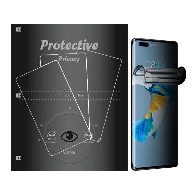 Filme de privacidade TPU HD brilhante para máquina de protetor de tela de hidrogel filmes anti-espionagem para iPhone 50 pcs