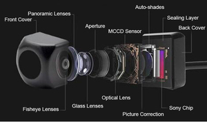 HD CCD cámara trasera de ángulo de 170 grados impermeable cámara de visión inversa de respaldo inverso para vehículos lente de plástico para estacionamiento - Product Image 3