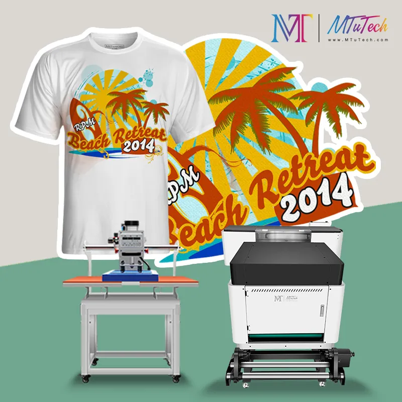 MTuTech A1 mesin cetak Printer DTF T-shirt Digital mesin cetak Printer untuk pakaian A1 60cm Dual i3200 kepala pencetak DTF