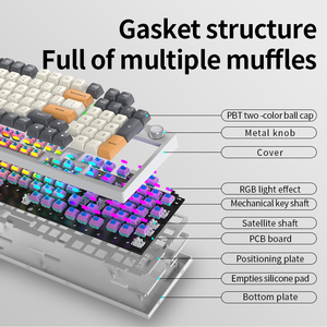 Keycap PBT multicolore in stile retrò controllato da Software con tastiera cablato AK98 Design Hot Swap con doppio sistema WiN/MAC - Product Image 5