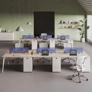 2024 nuovo Design in legno scrivania divisore moderno Computer da tavolo per più posti a casa dipendenti mobili da ufficio - Product Image 6