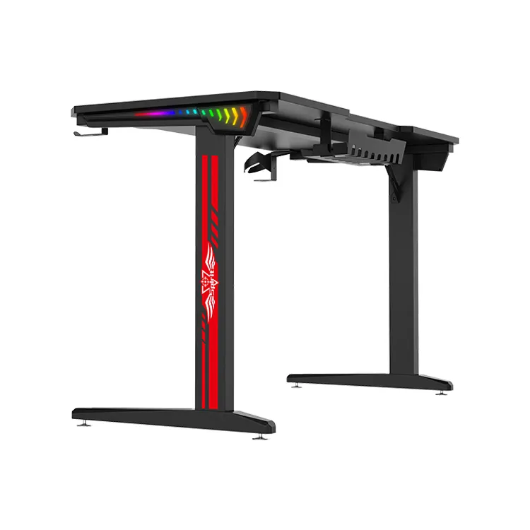 Bureau de Gaming RGB en forme de L pour ordinateur de bureau, avec lumière LED, ergonomique, noir, pour Gamer