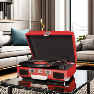 Suitcase Record Player with Auto Stop <strong>Function</strong> and Aux <strong>in</strong>