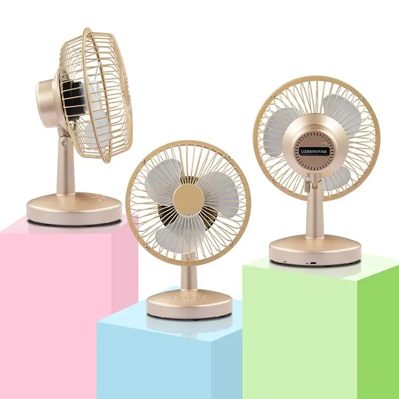 Mini ventilateur USB pour bureau à domicile, moteur sans balais, ventilateur de table de bureau, 1200mA alimenté par batterie, ventilateur de refroidissement par air portable en plastique CA/CC