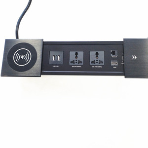 Toma de corriente multifunción integrada para escritorio, enchufe deslizante de sobremesa, 2 de potencia, 2 Usb, 1 red y 1 cargador inalámbrico - Product Image 3