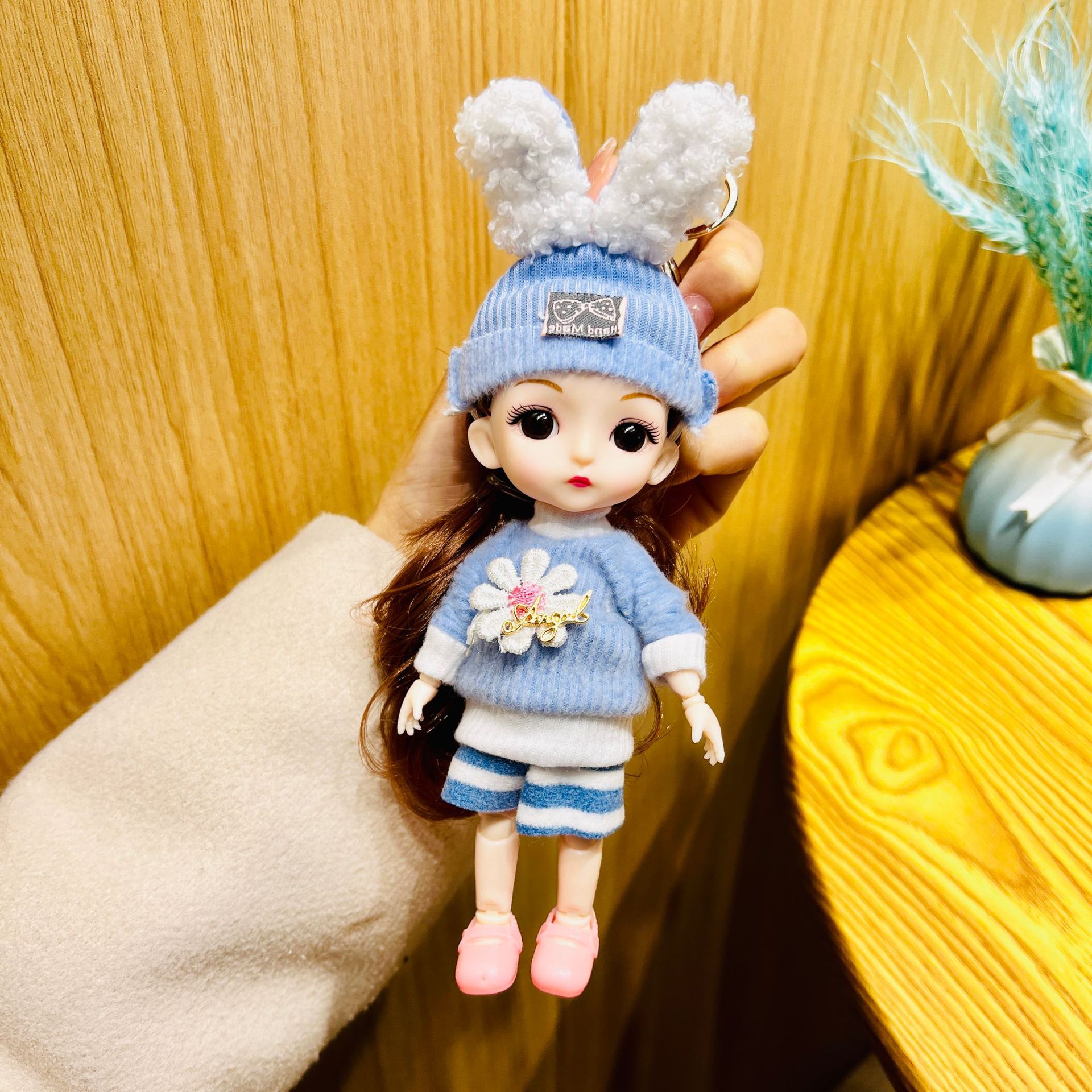 Serre-tête oreilles de lapin bleu poupée